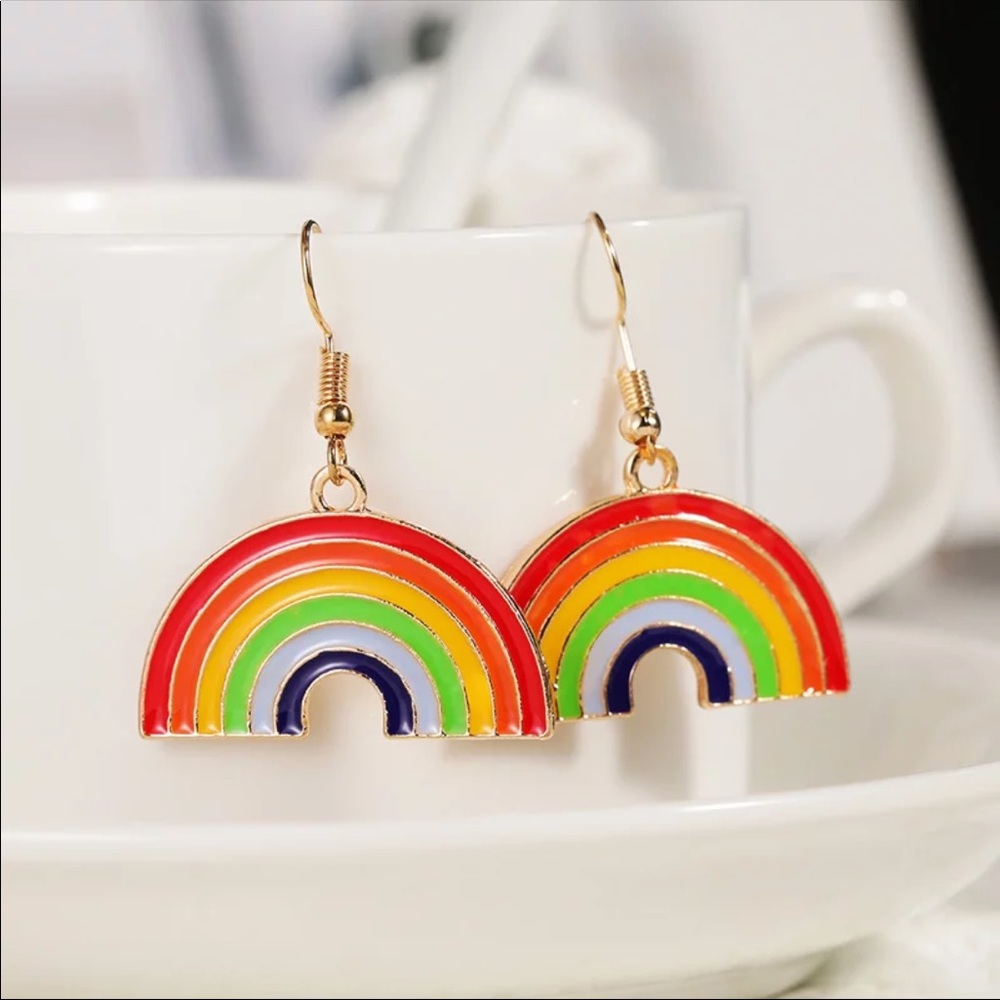 New Classic Charm Dangle Cute Rainbow Earrings - Picture 1 of 14